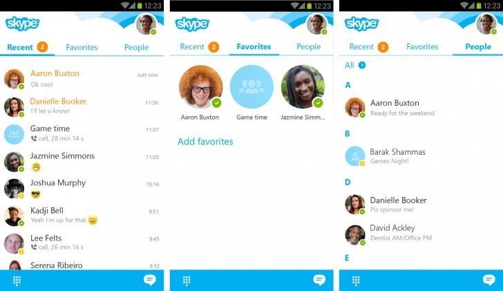 تحديث جديد لتطبيق Skype لمنصة الاندرويد
